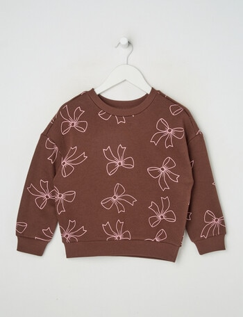 Mac & Ellie Bows Crew Neck Sweatshirt, Chocolate product photo