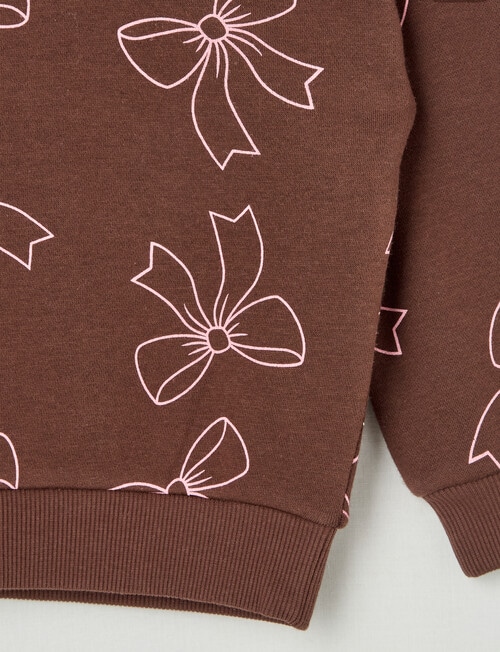 Mac & Ellie Bows Crew Neck Sweatshirt, Chocolate product photo View 02 L
