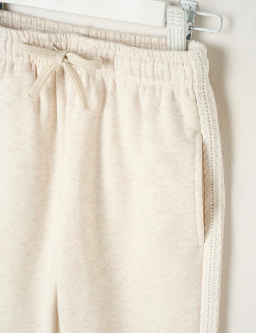 Mac & Ellie Cuff Lace Trim Trackpant, Oat Marle product photo View 02 L