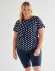 Zest Resort Curve Ruched Side Swim Tee, Navy Polka Dots product photo