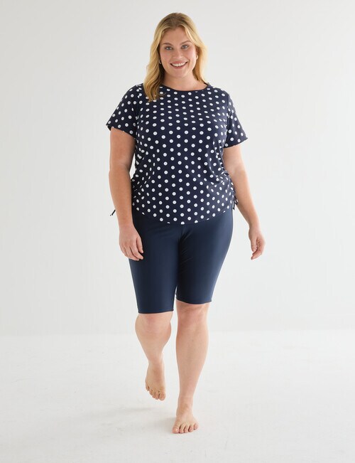 Zest Resort Curve Ruched Side Swim Tee, Navy Polka Dots product photo View 03 L