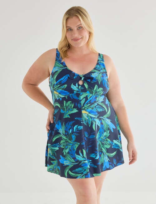 Zest Resort Curve Painted Sea Swim Dress, Blue & Green product photo