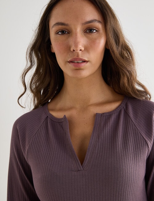 Mineral Sleep Henley Top, Espresso product photo View 04 L