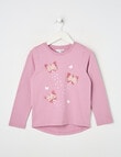 Mac & Ellie Tulle Butterflies Long Sleeve Tee, Mauve product photo