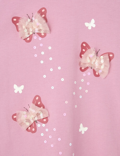 Mac & Ellie Tulle Butterflies Long Sleeve Tee, Mauve product photo View 02 L