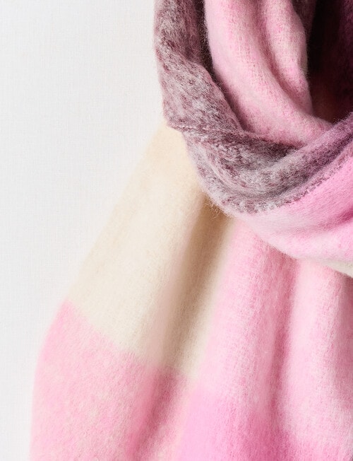 Boston + Bailey Fluffy Tassel Blanket Scarf, Pink Check product photo View 02 L