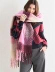 Boston + Bailey Fluffy Tassel Blanket Scarf, Pink Check product photo View 03 S