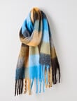 Boston + Bailey Fluffy Tassel Blanket Scarf, Blue Check product photo View 03 S