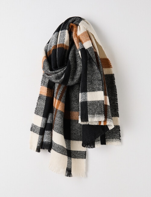 Boston + Bailey Check Scarf, Black, Ivory & Sunbaked product photo