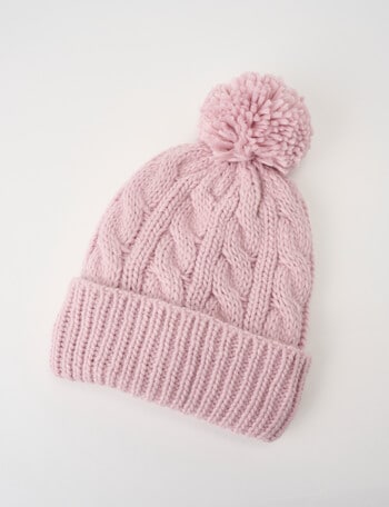 Boston + Bailey Fleece-Lined Pompom Beanie, Pink product photo