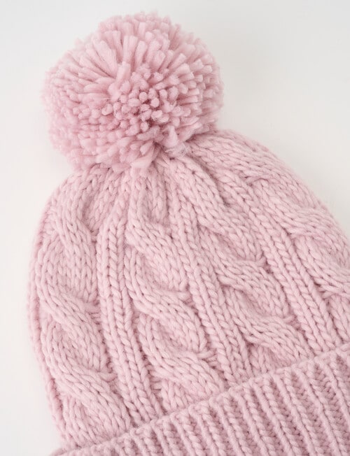 Boston + Bailey Fleece-Lined Pompom Beanie, Pink product photo View 02 L