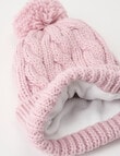 Boston + Bailey Fleece-Lined Pompom Beanie, Pink product photo View 03 S