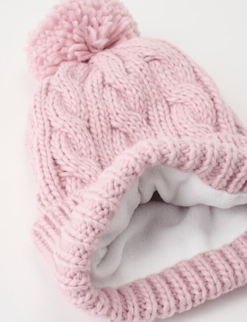 Boston + Bailey Fleece-Lined Pompom Beanie, Pink product photo View 03 L