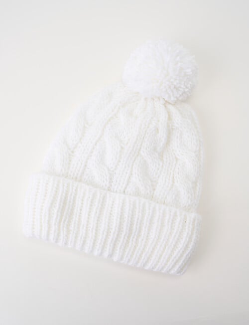 Boston + Bailey Fleece-Lined Pompom Beanie, Winter White product photo