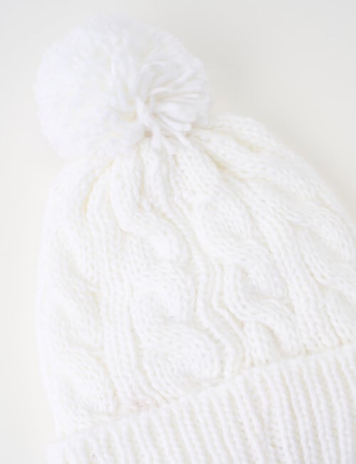 Boston + Bailey Fleece-Lined Pompom Beanie, Winter White product photo View 02 L