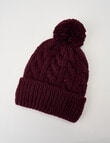 Boston + Bailey Fleece-Lined Pompom Beanie, Burgundy product photo