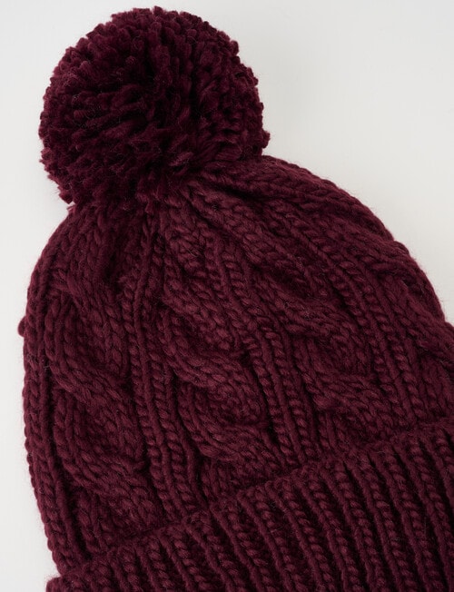 Boston + Bailey Fleece-Lined Pompom Beanie, Burgundy product photo View 02 L