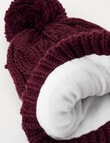 Boston + Bailey Fleece-Lined Pompom Beanie, Burgundy product photo View 03 S
