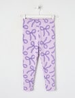 Full Length Bows Cosy Fleece Leggings, Lilac product photo