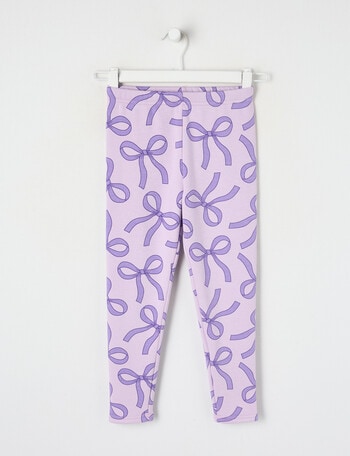 Full Length Bows Cosy Fleece Leggings, Lilac product photo