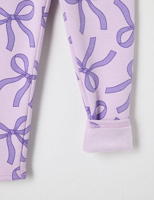 Full Length Bows Cosy Fleece Leggings, Lilac product photo View 02 L