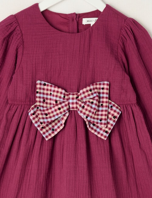 Mac & Ellie Long Sleeve Bow Dress, Berry product photo View 02 L