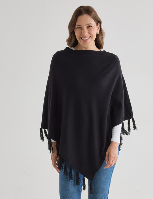 Boston + Bailey Cowl Neck Poncho, Black product photo