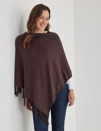 Boston + Bailey Cowl Neck Poncho, Chocolate product photo