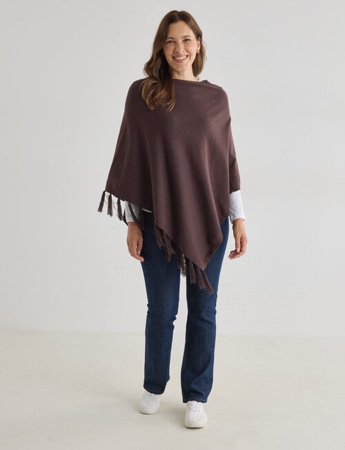 Boston + Bailey Cowl Neck Poncho, Chocolate product photo View 03 L