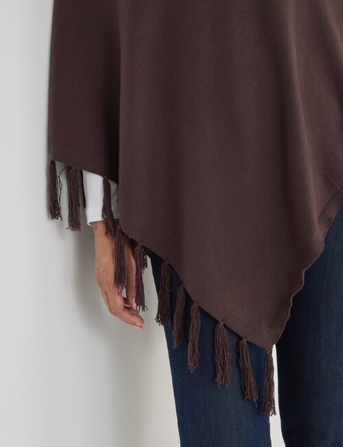 Boston + Bailey Cowl Neck Poncho, Chocolate product photo View 04 L