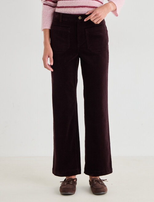 Zest Wide Leg Cord Pant, Claret product photo