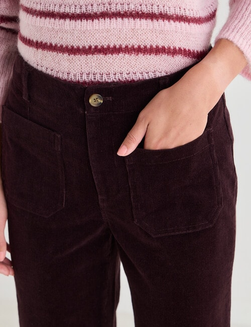 Zest Wide Leg Cord Pant, Claret product photo View 04 L