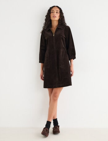 Zest Cord Mini Dress, Chocolate product photo