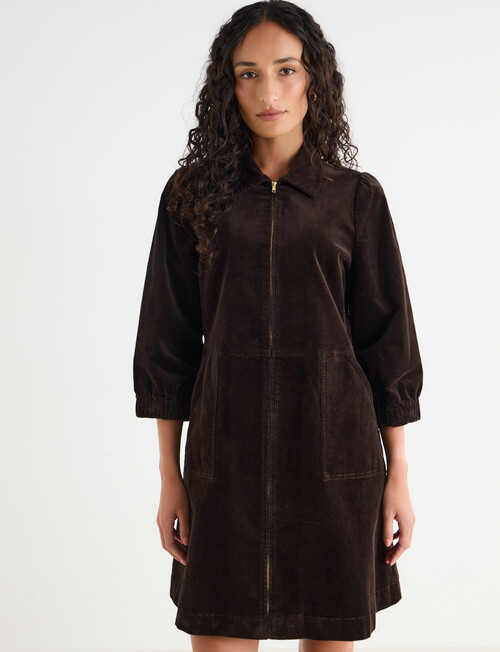 Zest Cord Mini Dress, Chocolate product photo View 03 L