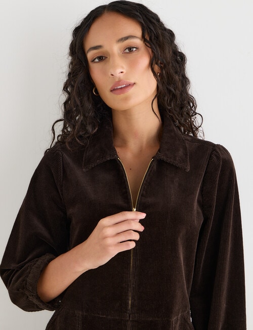 Zest Cord Mini Dress, Chocolate product photo View 06 L