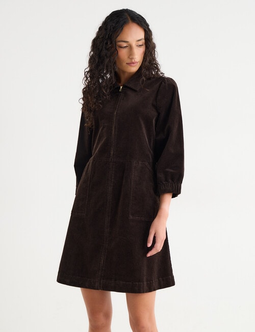 Zest Cord Mini Dress, Chocolate product photo View 07 L
