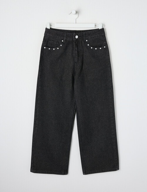 Switch Star Harlow Wide Leg Studs Jean, Washed Black product photo