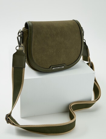 Pronta Moda Saddle Bag Crossbody Bag, Olive product photo