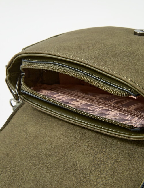 Pronta Moda Saddle Bag Crossbody Bag, Olive product photo View 05 L