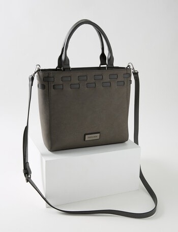 Pronta Moda Laced Top Shopper Bag, Grey product photo