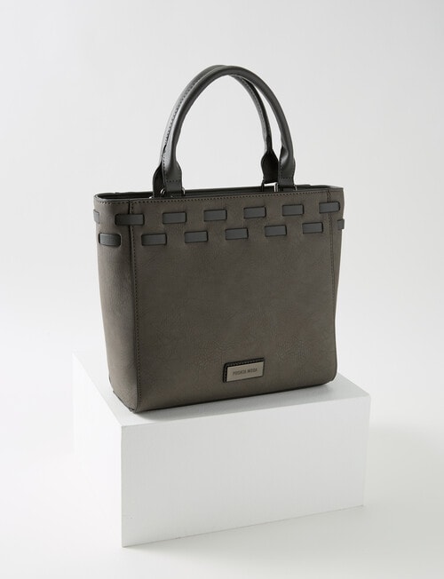 Pronta Moda Laced Top Shopper Bag, Grey product photo View 02 L