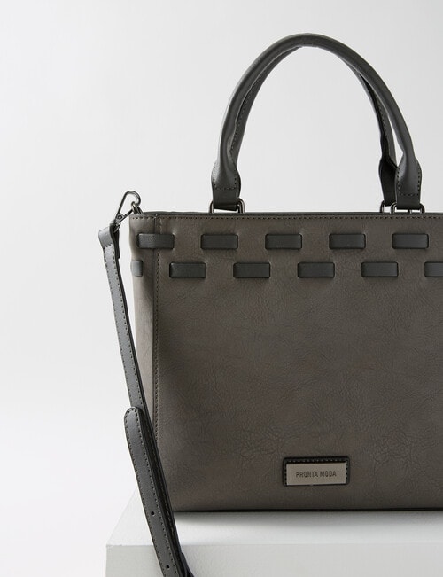 Pronta Moda Laced Top Shopper Bag, Grey product photo View 04 L