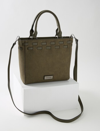 Pronta Moda Laced Top Shopper Bag, Olive product photo