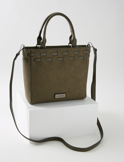 Pronta Moda Laced Top Shopper Bag, Olive product photo