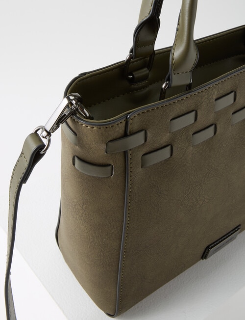 Pronta Moda Laced Top Shopper Bag, Olive product photo View 05 L