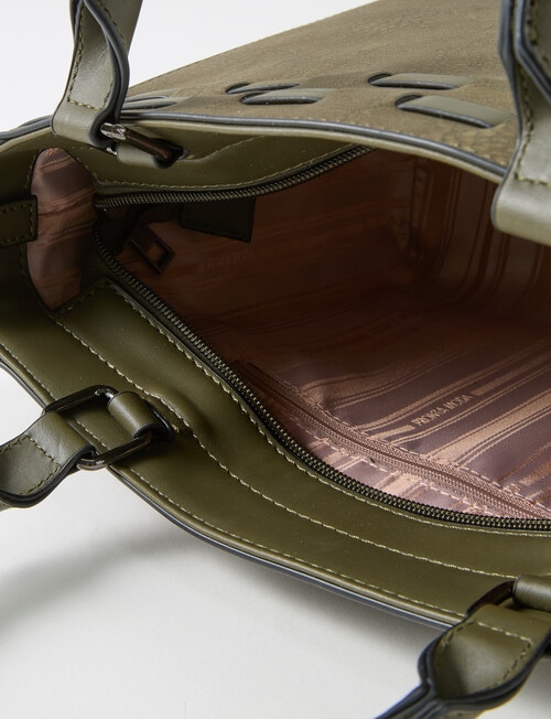 Pronta Moda Laced Top Shopper Bag, Olive product photo View 06 L