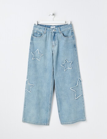Switch Gia Star Applique Baggy Jean, Washed Blue product photo