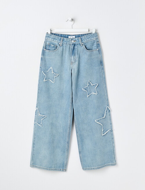 Switch Gia Star Applique Baggy Jean, Washed Blue product photo