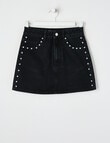 Switch Denim Mini Studs Skirt, Washed Black product photo