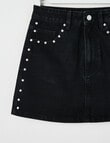 Switch Denim Mini Studs Skirt, Washed Black product photo View 03 S